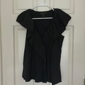 BCBG Black Linen Dress Top - Size Small